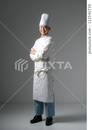 男孩，青少年，廚師服，廚師帽，全身 123540739