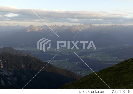 Panoramic view from Nordlinger hut on Karwendel Hohenweg, Austria Panoramic view from Nordlinger hut on Karwendel Hohenweg, Austria 123541066