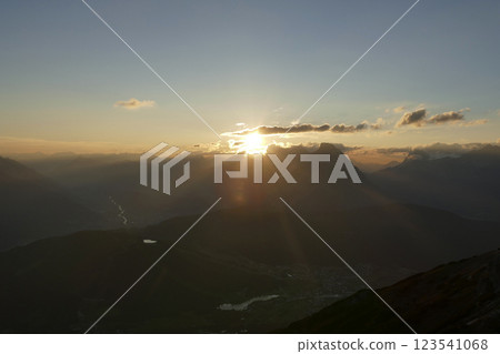 Panoramic view Hohe Munde  from Nordlinger hut on Karwendel Hohenweg, Austria 123541068