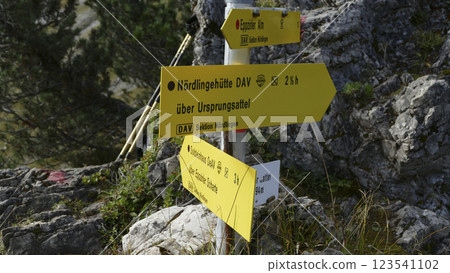 Nordlinger hut on Karwendel Hohenweg, Austria Nordlinger hut on Karwendel Hohenweg, Austria 123541102