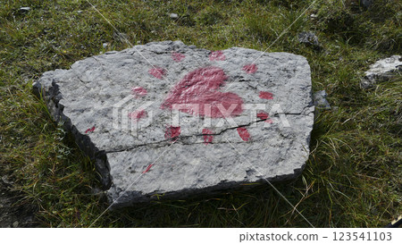 Red heart at a stone, Karwendel Hohenweg, Austria Red heart at a stone, Karwendel Hohenweg, Austria 123541103