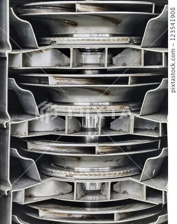 Detailed view of an industrial filter system showcasing its cross-section and inner components for product evaluation 123541908