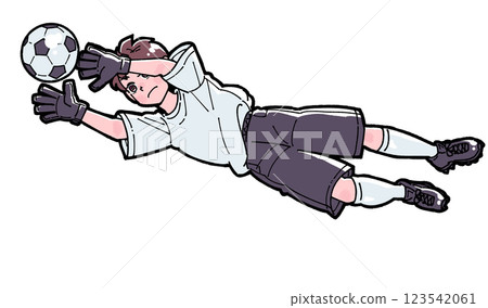 一個踢足球的男孩的插圖 123542061