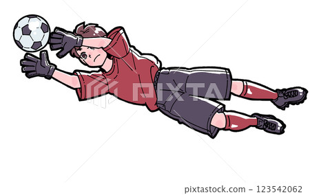 一個踢足球的男孩的插圖 123542062