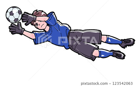一個踢足球的男孩的插圖 123542063