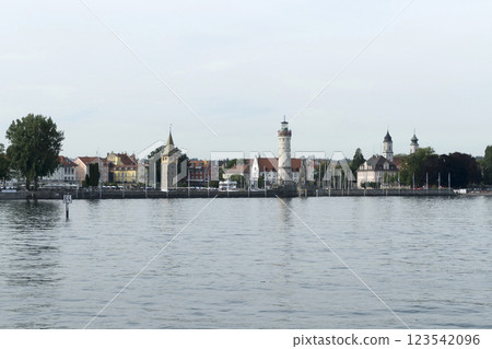 Port of Lindau on Lake Constance, Bavaria, Germany 123542096