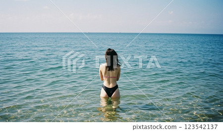 Swimming in the sea 123542137