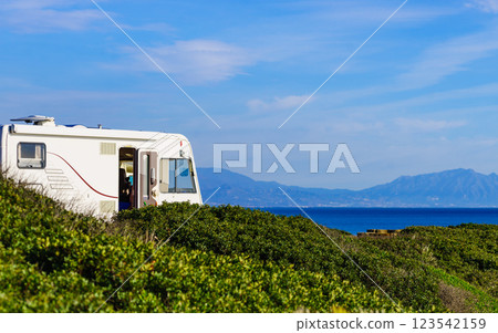 Caravan on beach by Punta Mala, Alcaidesa Spain 123542159