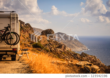 Camper car on nature. Travel Camper car on nature. Travel 123542196