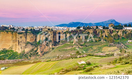 Ronda town and valley, Andalusia, Spain. Ronda town and valley, Andalusia, Spain. 123542370