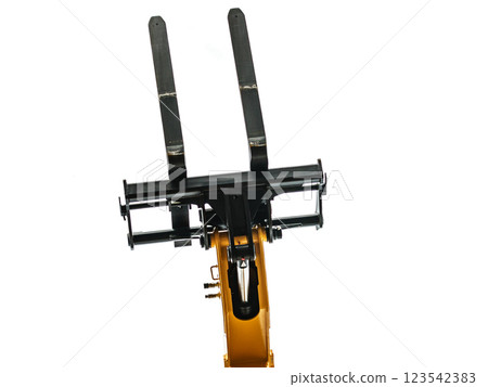 Forklift industrial loader or stacker against sky. 123542383