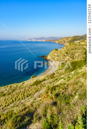 Spanish coast landscape, cliffs in Andalusia. 123542534