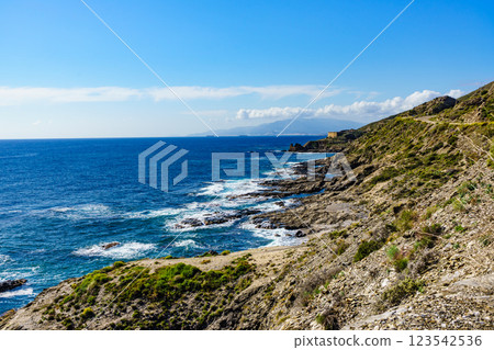 Rocky coast of Villaricos, Almeria Spain 123542536