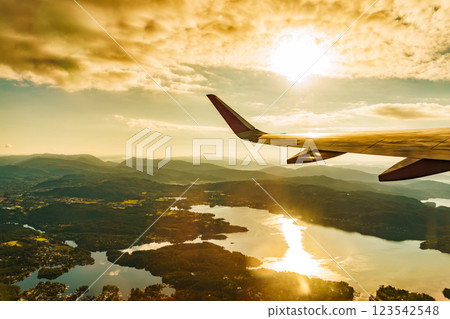View from an airplane to fjords in Norway 123542548