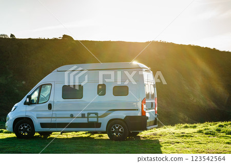 Campervan camping on nature 123542564