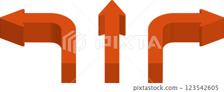 3D 箭頭圖示 – 方向、導航、選擇 123542605