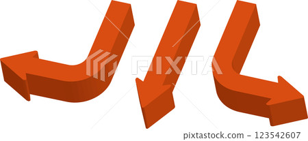 3D 箭頭圖示 – 方向、導航、選擇 123542607