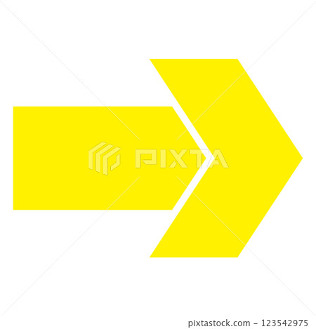 白色背景上簡單的向右黃色箭頭 白色背景上簡單的向右黃色箭頭 123542975