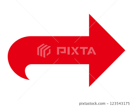 Simple right-facing red arrow on white background Simple right-facing red arrow on white background 123543175