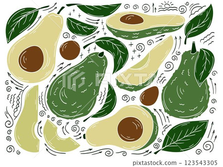 Set of color illustrations in hand draw style Set of color illustrations in hand draw style 123543305
