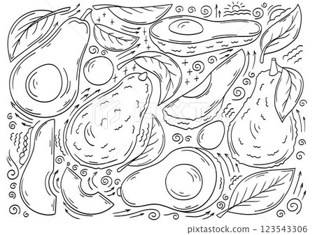 Set of color illustrations in hand draw style Set of color illustrations in hand draw style 123543306