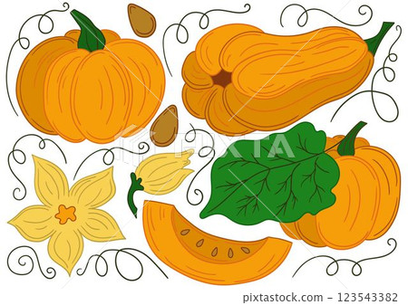 Set of color illustrations in hand draw style Set of color illustrations in hand draw style 123543382