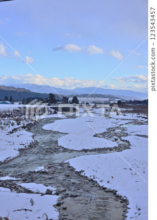 Nagano Omachi City scenery - Omachi Onsenkyo, looking downstream of Kashima River from Kashima Ohashi Bridge - Nagano Omachi City scenery - Omachi Onsenkyo, looking downstream of Kashima River from Kashima Ohashi Bridge - 123543457