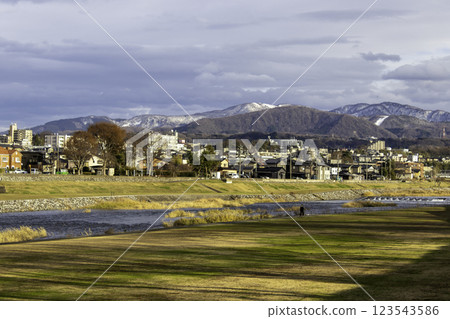 View of the Saigawa River, Kanazawa, Japan 123543586