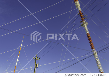 TV, radio and microwave transmission masts, Kanazawa, Japan TV, radio and microwave transmission masts, Kanazawa, Japan 123543608