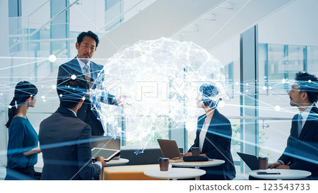 辦公室和 AI 圖像中的業務組會議 辦公室和 AI 圖像中的業務組會議 123543733