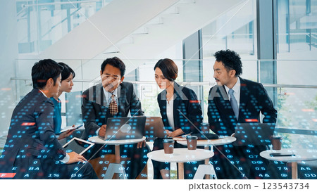 Business group meeting in office and digital image Business group meeting in office and digital image 123543734