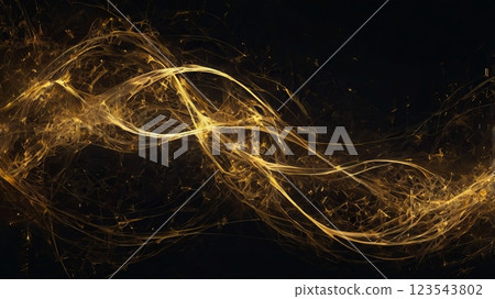 Abstract golden light trails on a dark background 123543802
