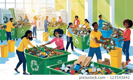 People who separate and use resources efficiently, ecology, recycling People who separate and use resources efficiently, ecology, recycling 123543842