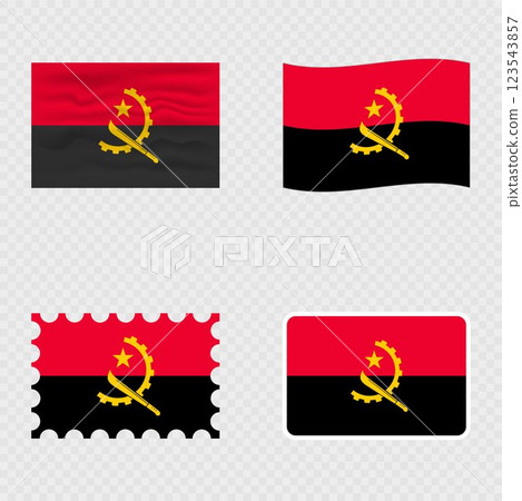 Angola national flag in four different styles. Angola national flag in four different styles. 123543857
