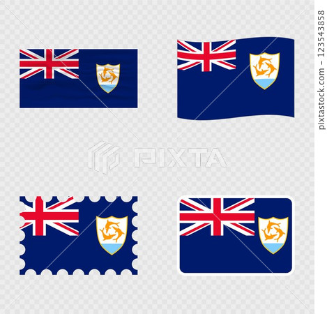 Anguilla national flag in four different styles. 123543858
