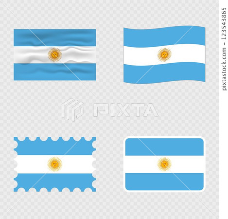 Argentina national flag in four different styles. 123543865