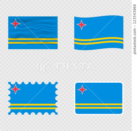 Aruba national flag in four different styles. Aruba national flag in four different styles. 123543868