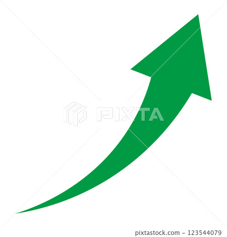 白色背景上向右上升的綠色箭頭的簡單圖示 白色背景上向右上升的綠色箭頭的簡單圖示 123544079
