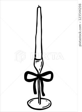 illustration in doodle style. candle in a candlestick. vintage sketch illustration in doodle style. candle in a candlestick. vintage sketch 123544208