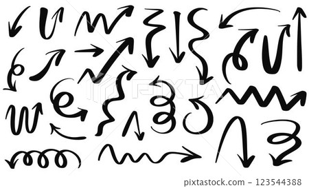 Universal arrows in doodle style set Universal arrows in doodle style set 123544388