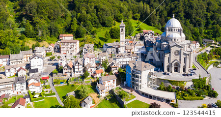 Aerial view of the Cristo Re Church in Messina, Italy 123544415