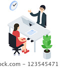 Isometric illustration of a woman consulting a male advisor 123545471