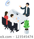 Isometric illustration of people having business meetings and consultations 123545474