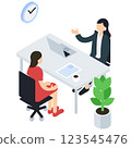 Isometric illustration of a woman consulting a female advisor 123545476
