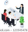 Isometric illustration of people having business meetings and consultations 123545478