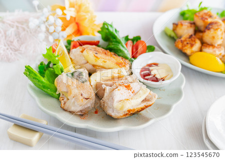 Chicken breast and cheese wrapped in a wrap Chicken breast and cheese wrapped in a wrap 123545670