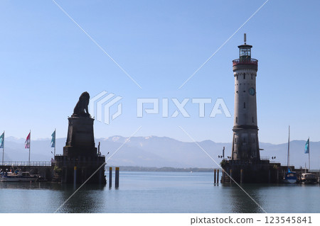 Port of Lindau on Lake Constance, Bavaria, Germany 123545841