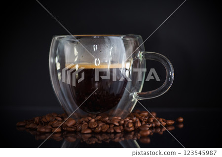 Classic espresso in a double-walled glass 123545987
