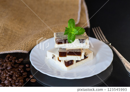 the taste of coffee jelly paired with milk jelly the taste of coffee jelly paired with milk jelly 123545993