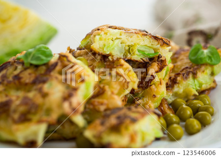 vegetable cutlets from early cabbage with peas vegetable cutlets from early cabbage with peas 123546006